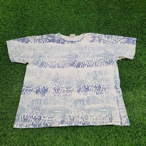 Vintage Fish AOP Shirt Womens 2XL 25x25 Boxy USA